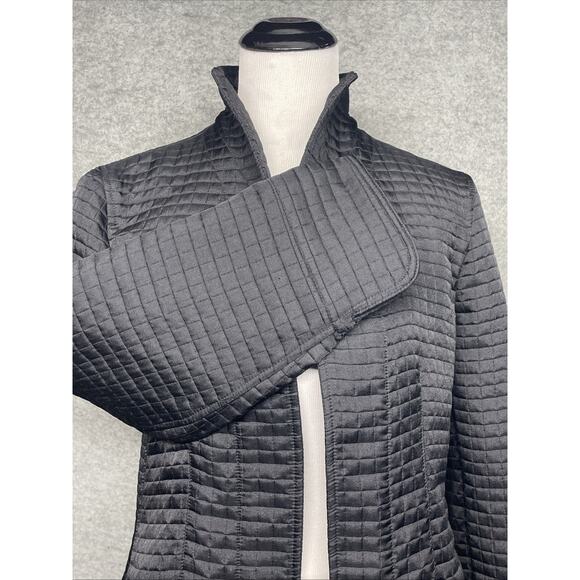 Harve Benard/Benard Holtzman Women Med Black Quilted Open Jacket Structured - Picture 2 of 7